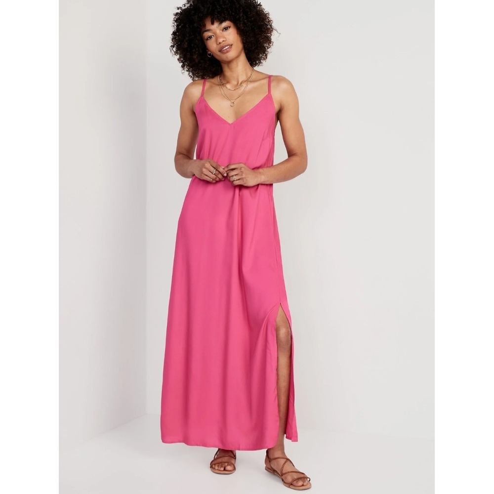 Old Navy Tie Back Maxi Slip Dress Vacation Resort 100% Viscose Flower Trail XS